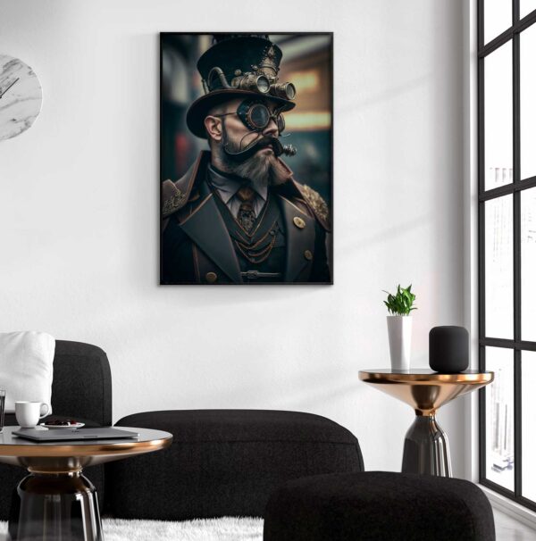 knappe man met steampunk-poster