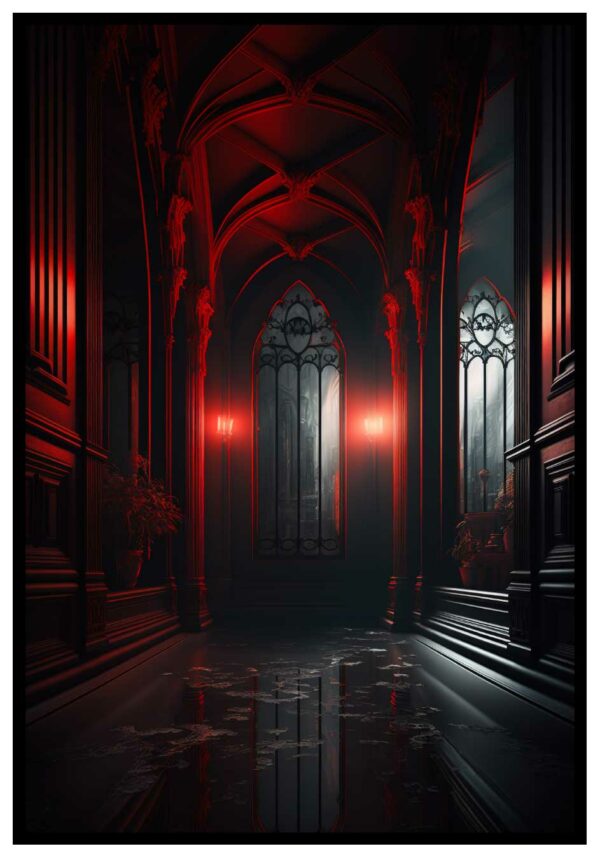 Gothic-Poster mit roten Details