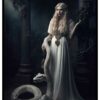 mujer gótica en cartel blanco