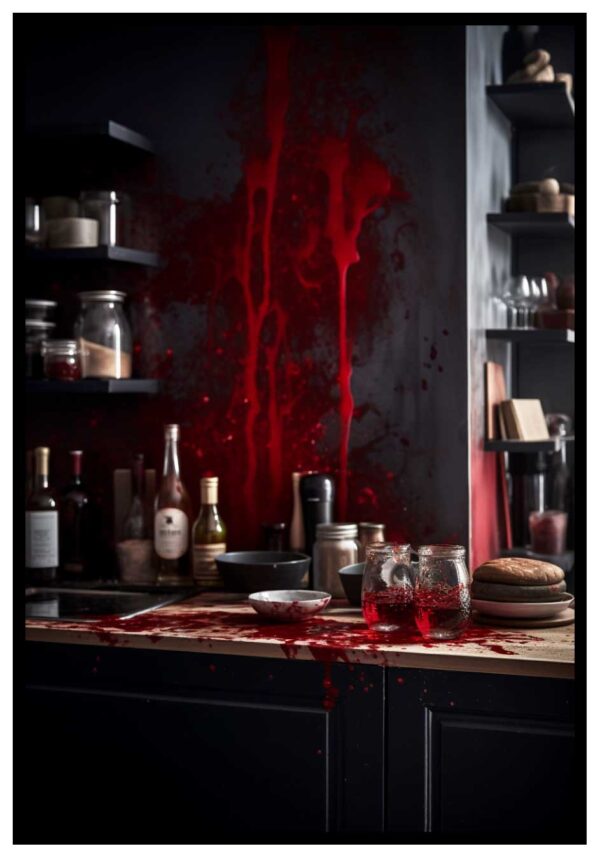 blood stains in kitchen poster