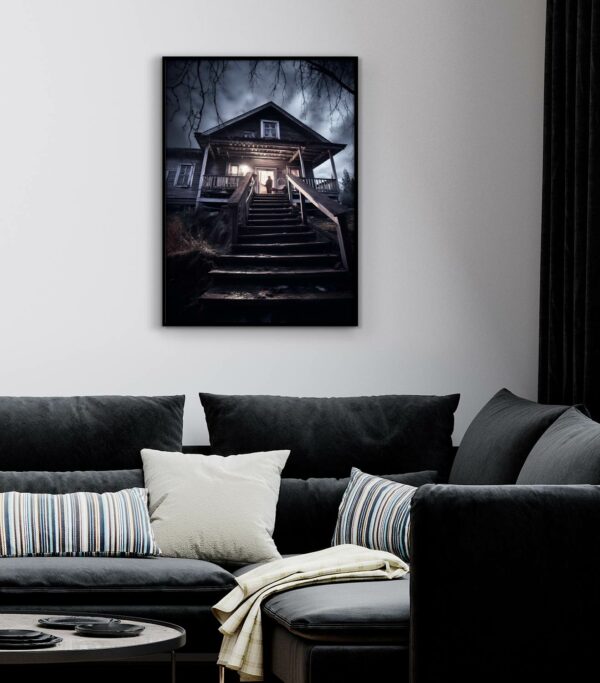 dark horror poster with old house