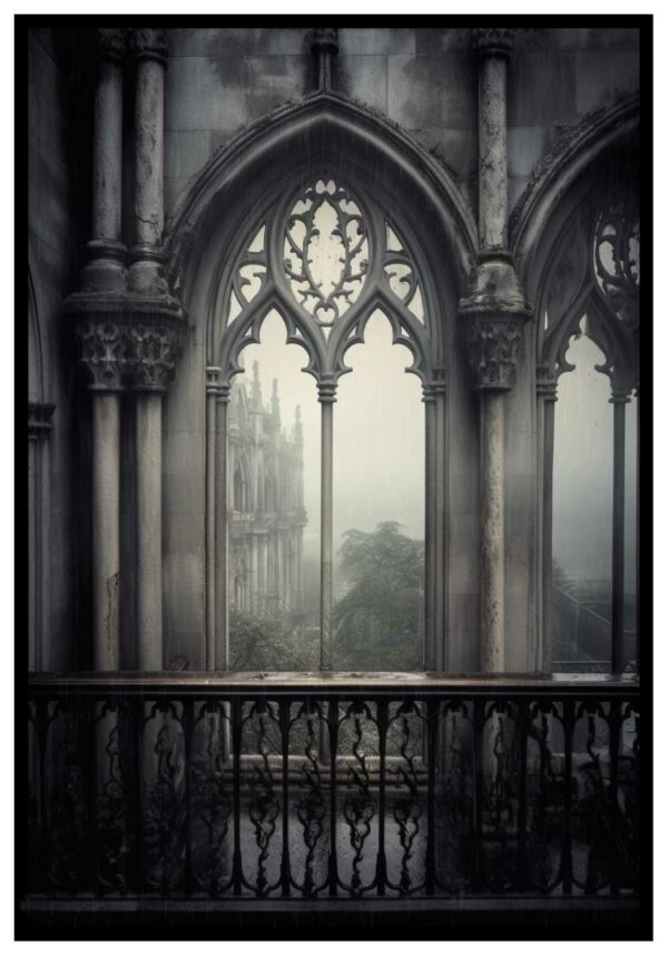 vackert gotiskt fönster tavla