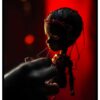 dark voodoo doll print in red