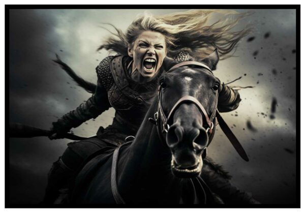 strong woman on horse poster