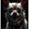 cartel de perro loco con sangre