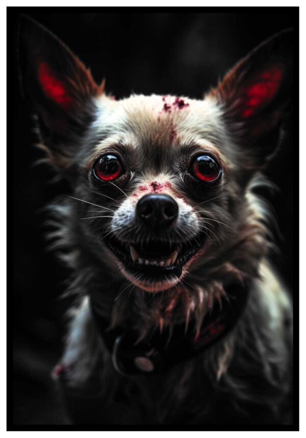 crazy dog ​​poster with blood