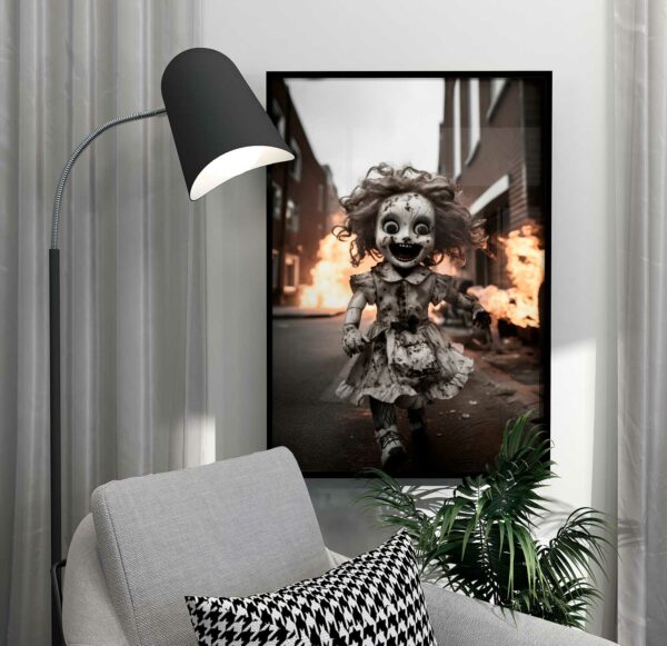 crazy doll and fire poster