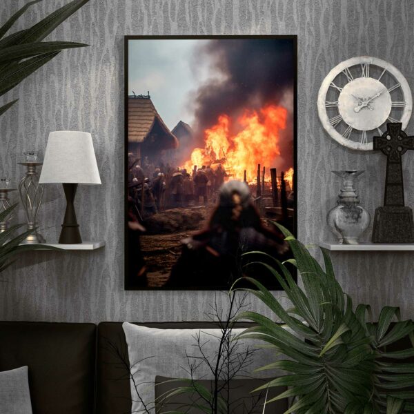 affiche viking du village en feu