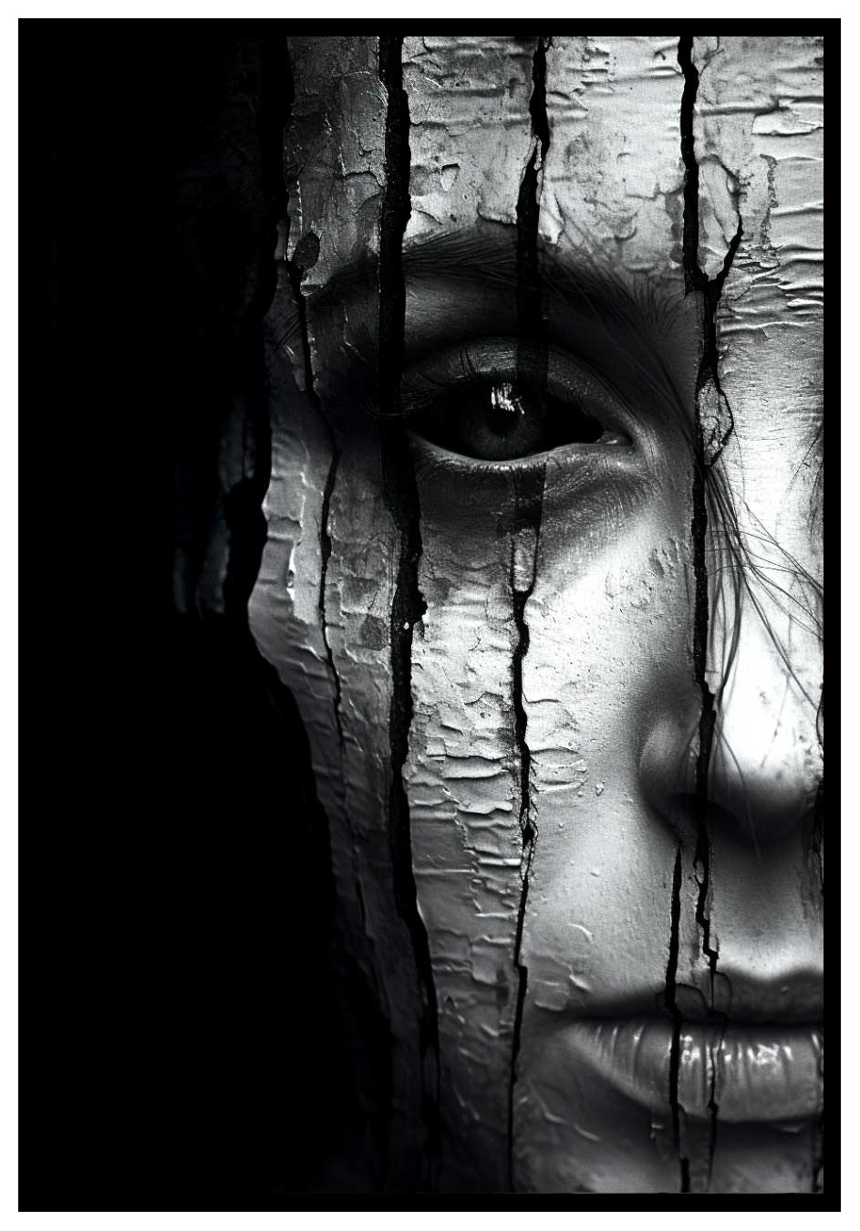 horror movie woman with black eyes poster
