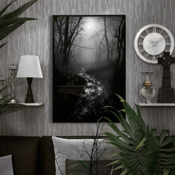 moon and forest painting