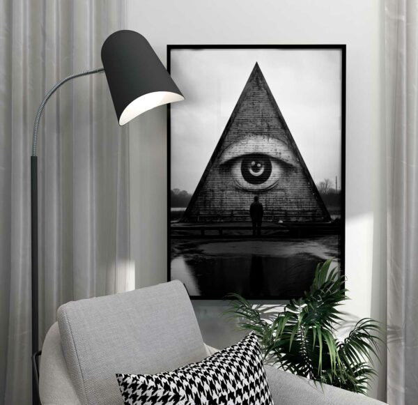 triangle mystérieux avec des objets pour les yeux