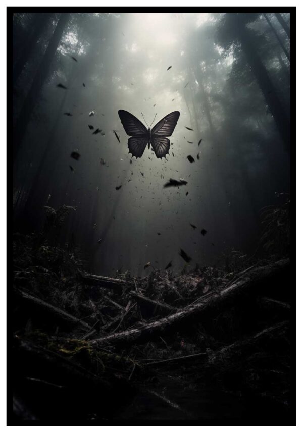 dark forest butterfly poster