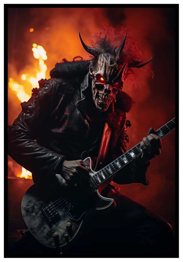 dark demon playing guitar poster