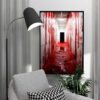 horrorschilderij met bloed en witte muren