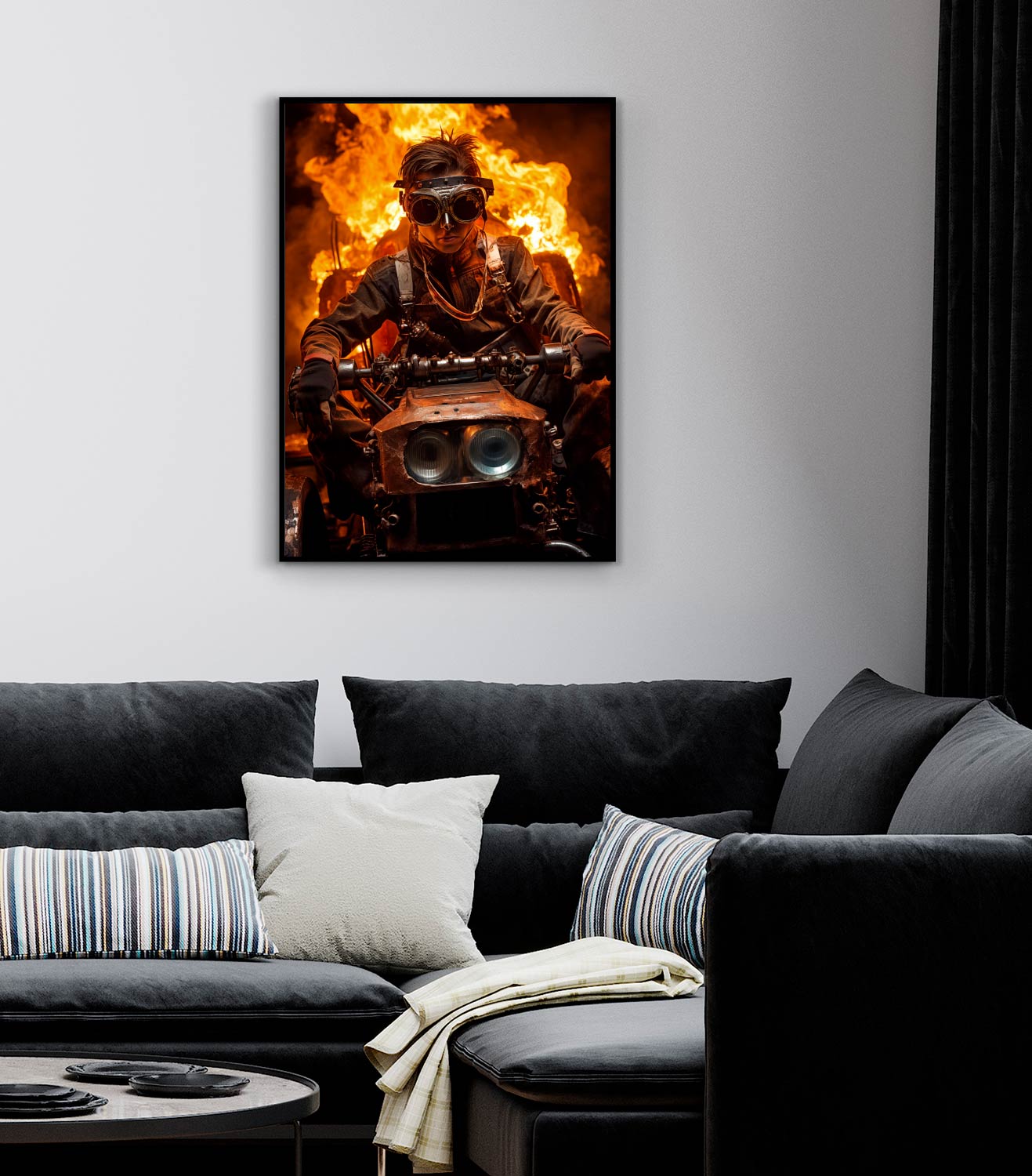 steampunk poster and biker