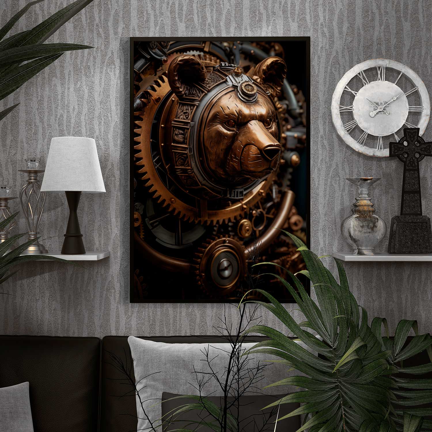 bear and copper details steampunk poster