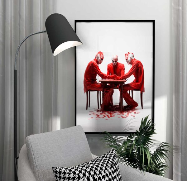 horror posters in red and white