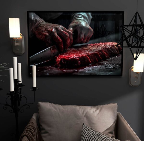 Red meat horror filled poster