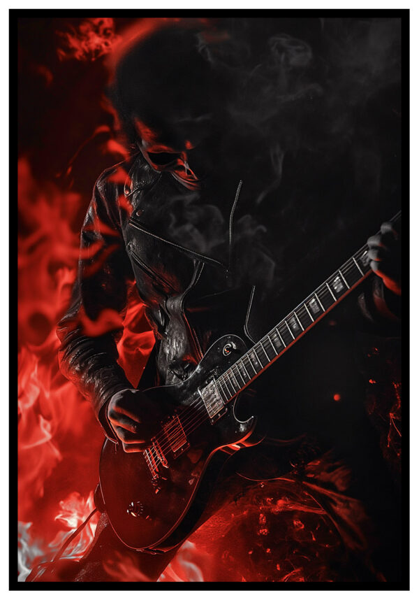 affiche brûlante de guitariste solo