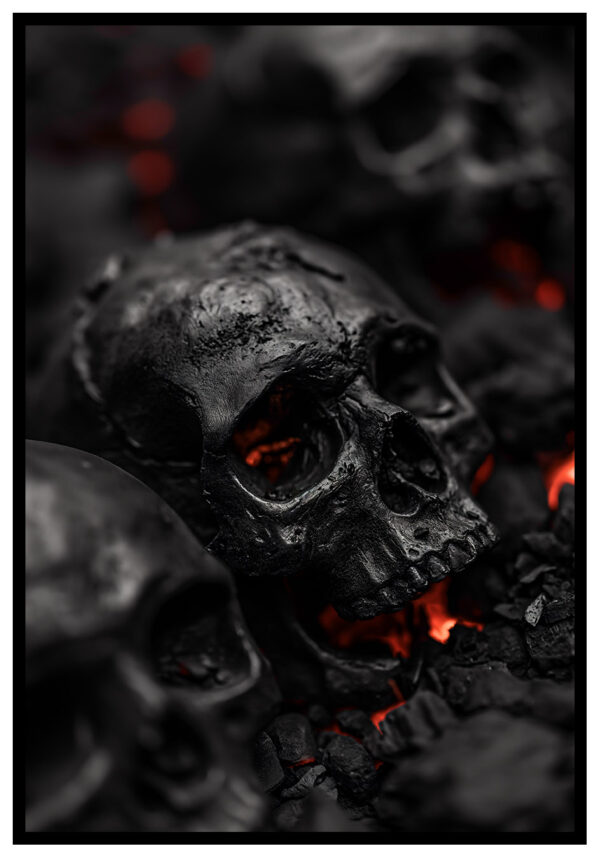 metalen kerkhof schedels print