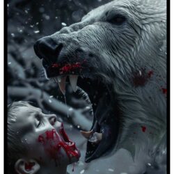 horror and blood polar bear poster