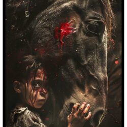 horror horse and child