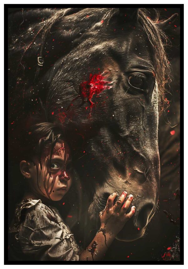 horror horse and child