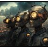 affisch med coola robots steampunk style