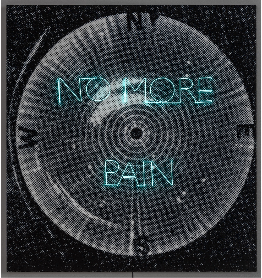Mats Hjelm, No More Pain, 2018, luminescent wire, pigment print, 110 x 103.5 cm