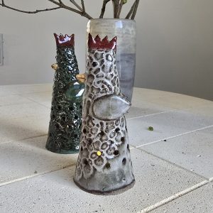 Høne til elektrisk fyrfadslys - lys grå