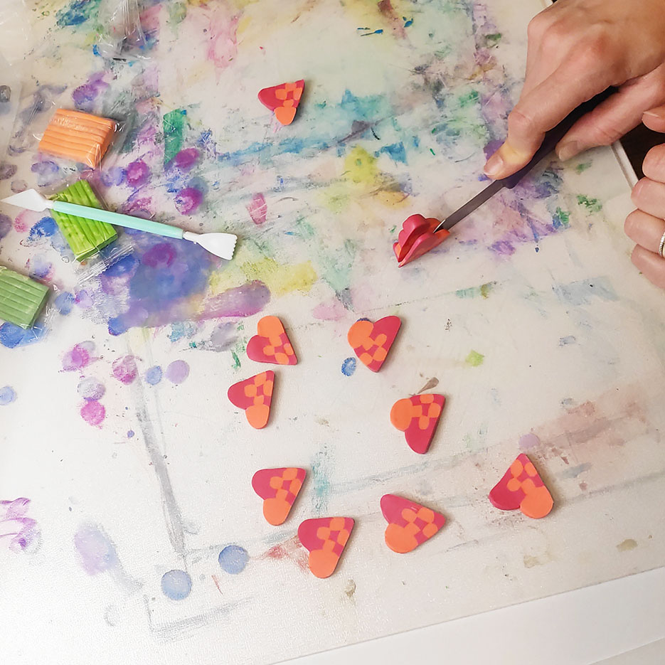 Polymer clay Christmas hearts