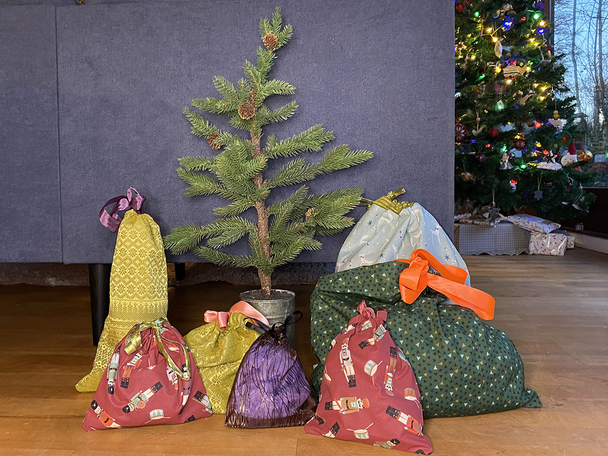 Homemade sustainable gift bags