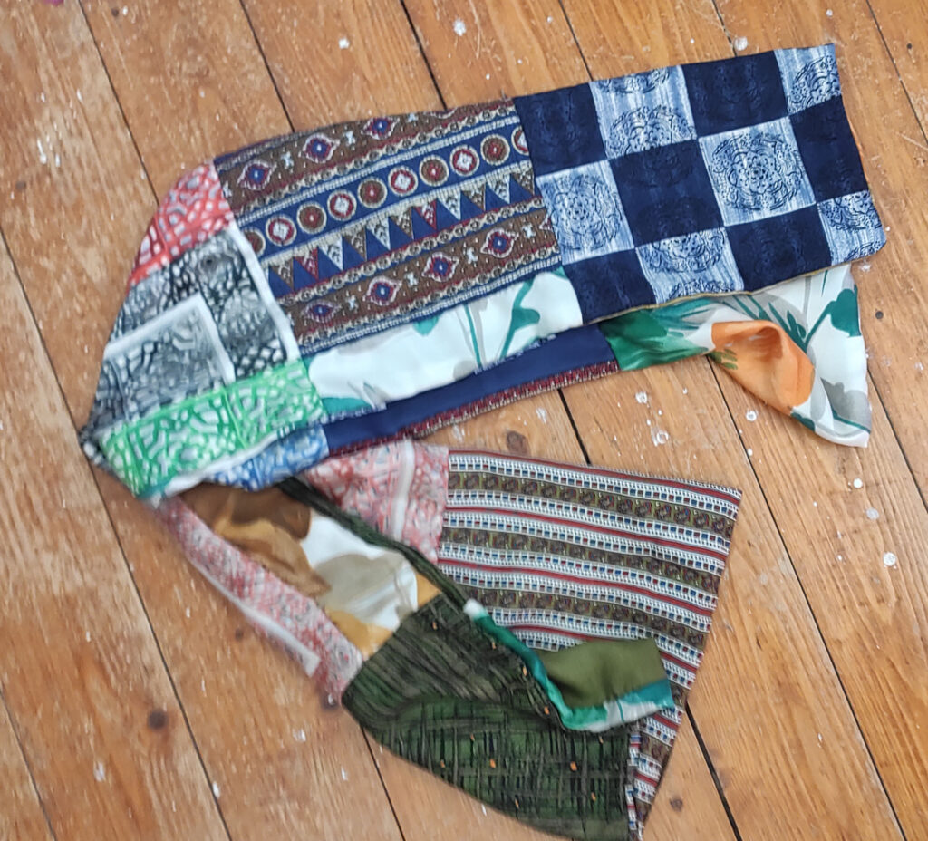 Scrap busting silk scarf