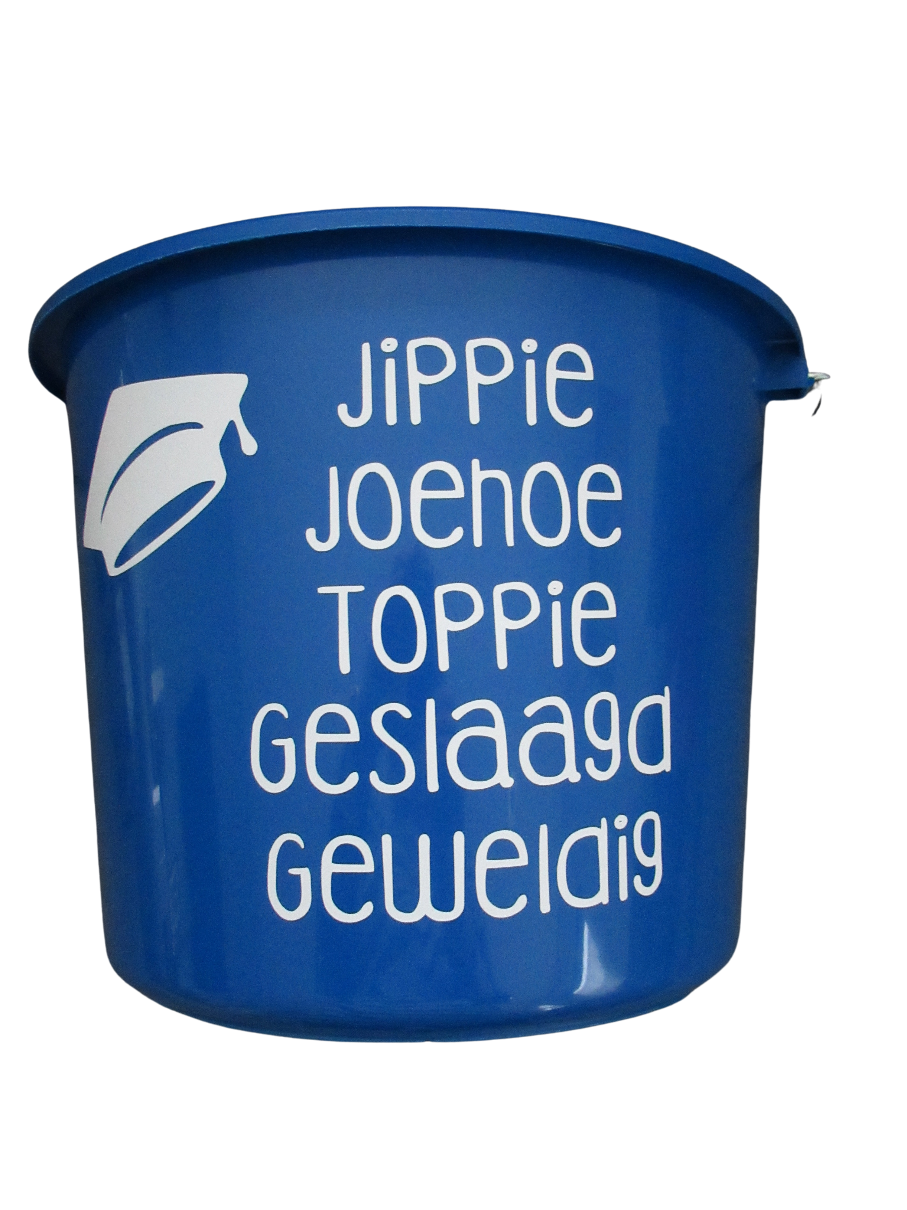 Jippie Joehoe Geslaagd blauw (kleine emmer)