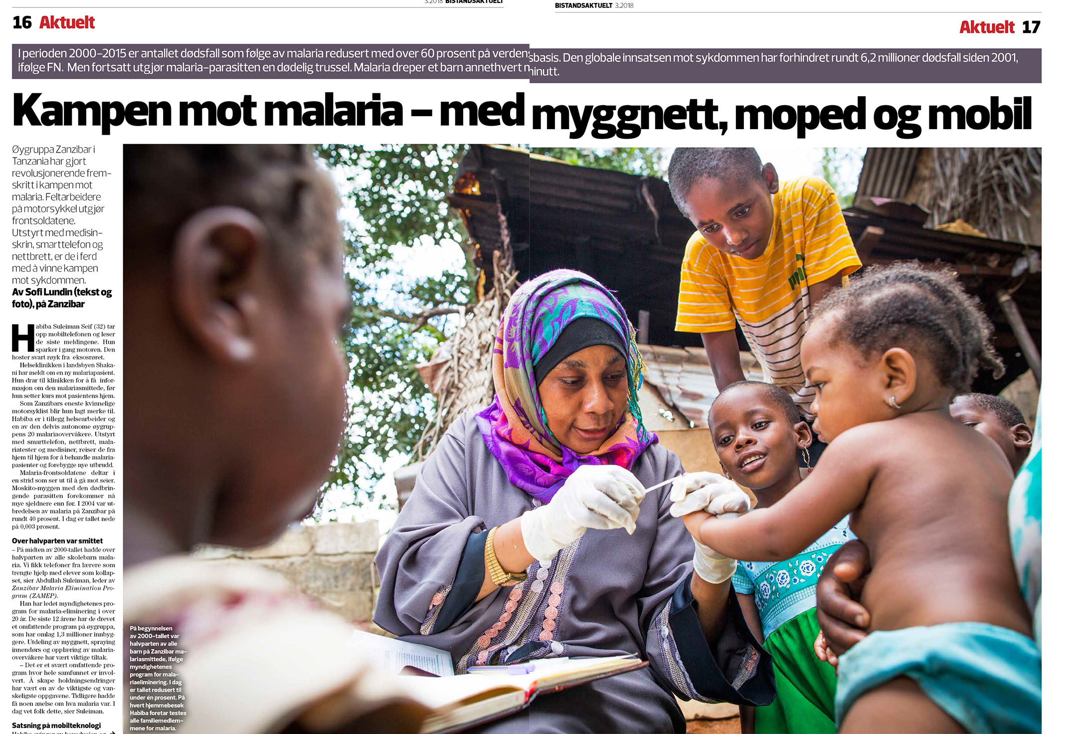 Cover story in Bistandsaktuelt: Zanzibar´s fight to eliminate Malaria
