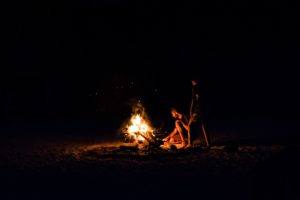 beach camp fire