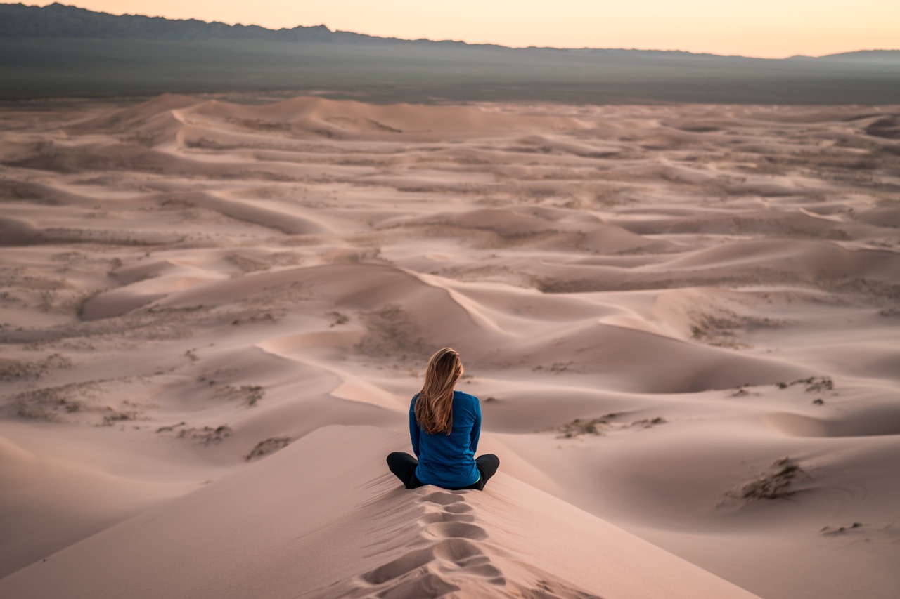 Solitary woman in a desert