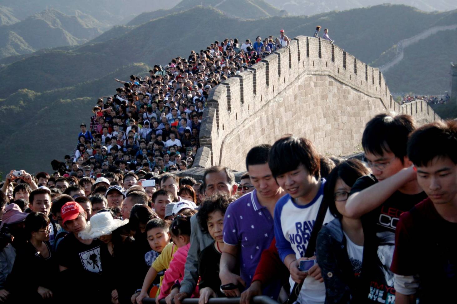 Crowded Tourist Destination: The Great Wall