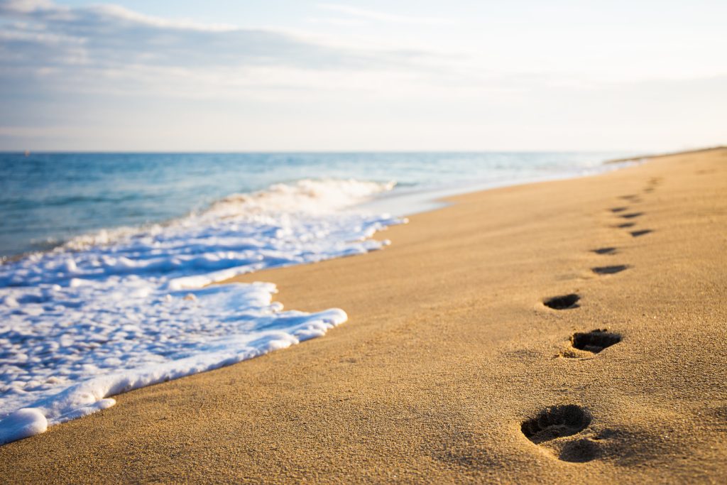 Footprints on a Beach: the mark we leave