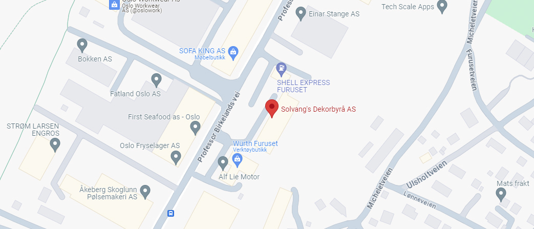 Kart som viser Solvangs Dekorbyrå sin lokasjon