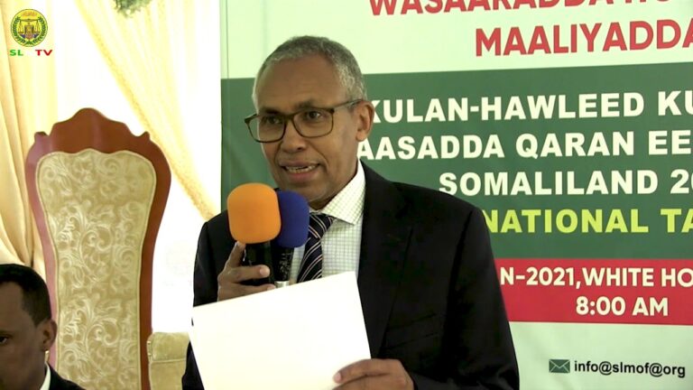 Wasiirka Maaliyadda oo Furay Shir lagu lafo-guray Qorshaha Siyaasadda Qaran ee Cashuuraha Somaliland