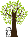 Spitz in the Park - dog & tree logo