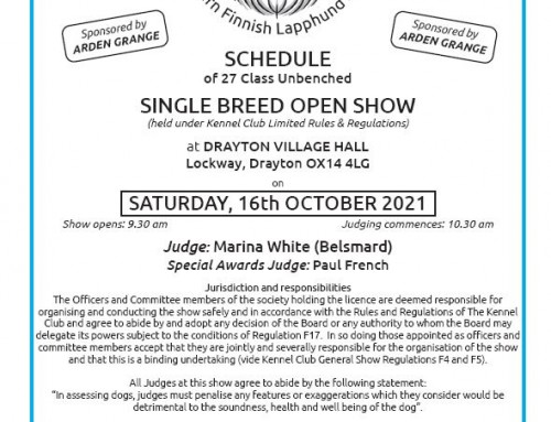 Open Show entry 55 dogs – visitors welcome 16/10/21