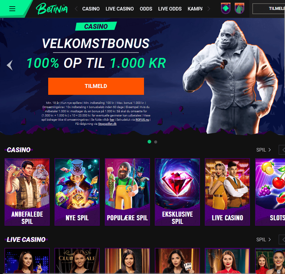 Betina casino - Danske Online casino med Velkomstbonus