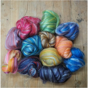 Merino - tussahsilke tops - 12 ulike farger - 300g