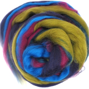Merino tops 21 micron - blå/flerfarget