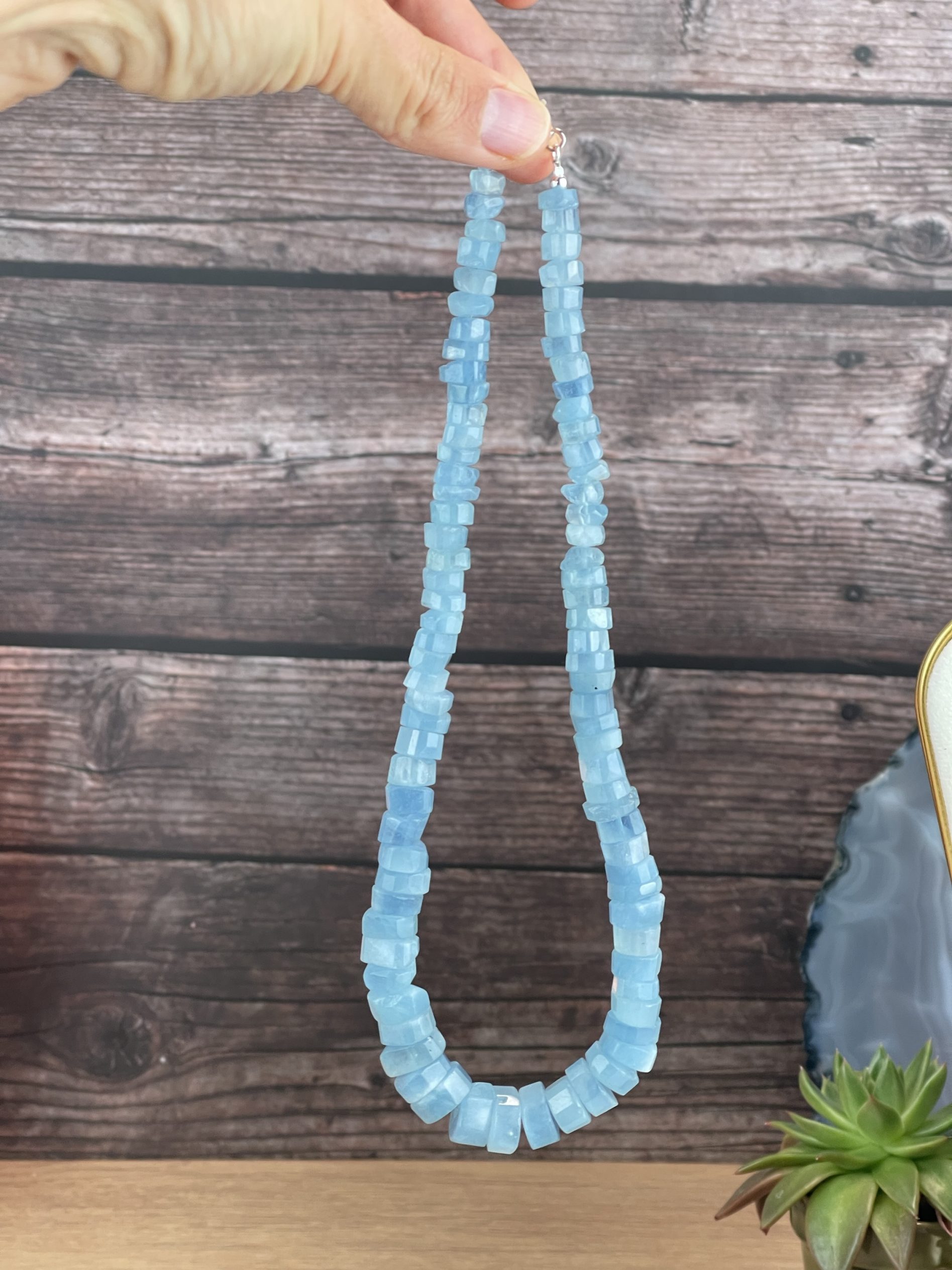 Aquamarin-Kette – Rondelle 42 cm