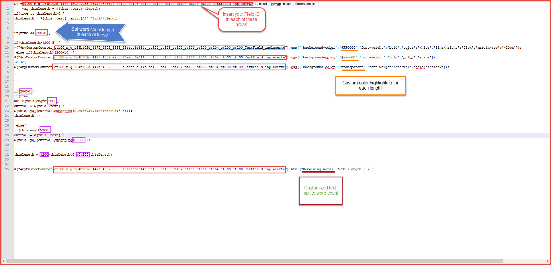 Custom JS with comments