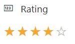 A Rating field on the form showing four filled amber stars and one empty star.