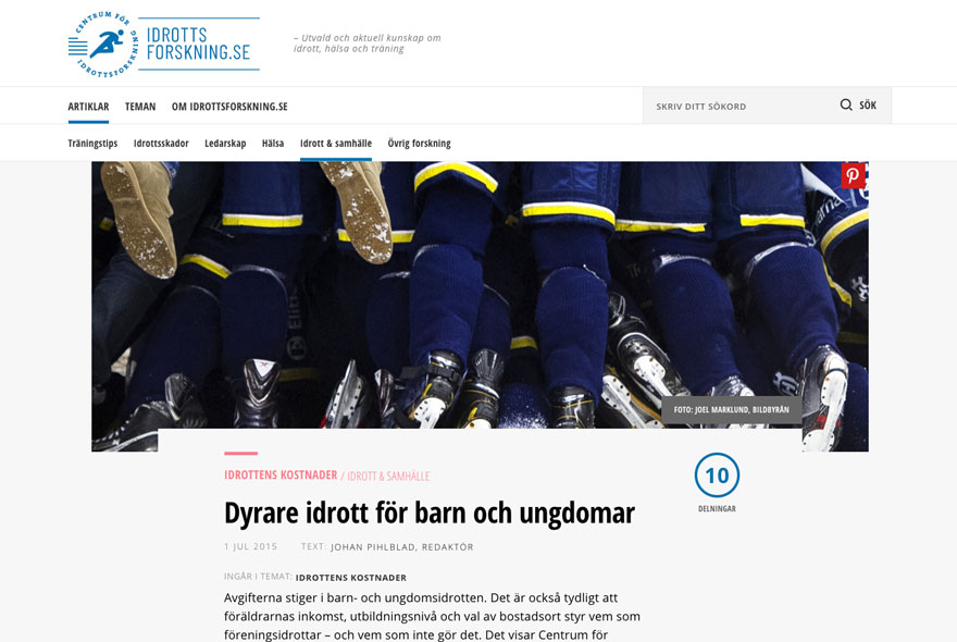 Dyrare idrott för barn och ungdomar